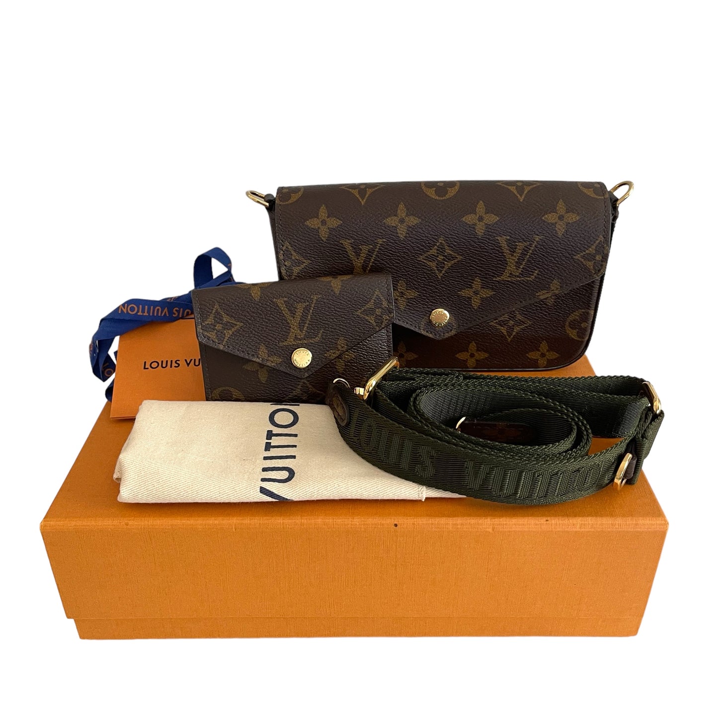 LOUIS VUITTON
Felicie Monogram Strap & Go Bag Khaki