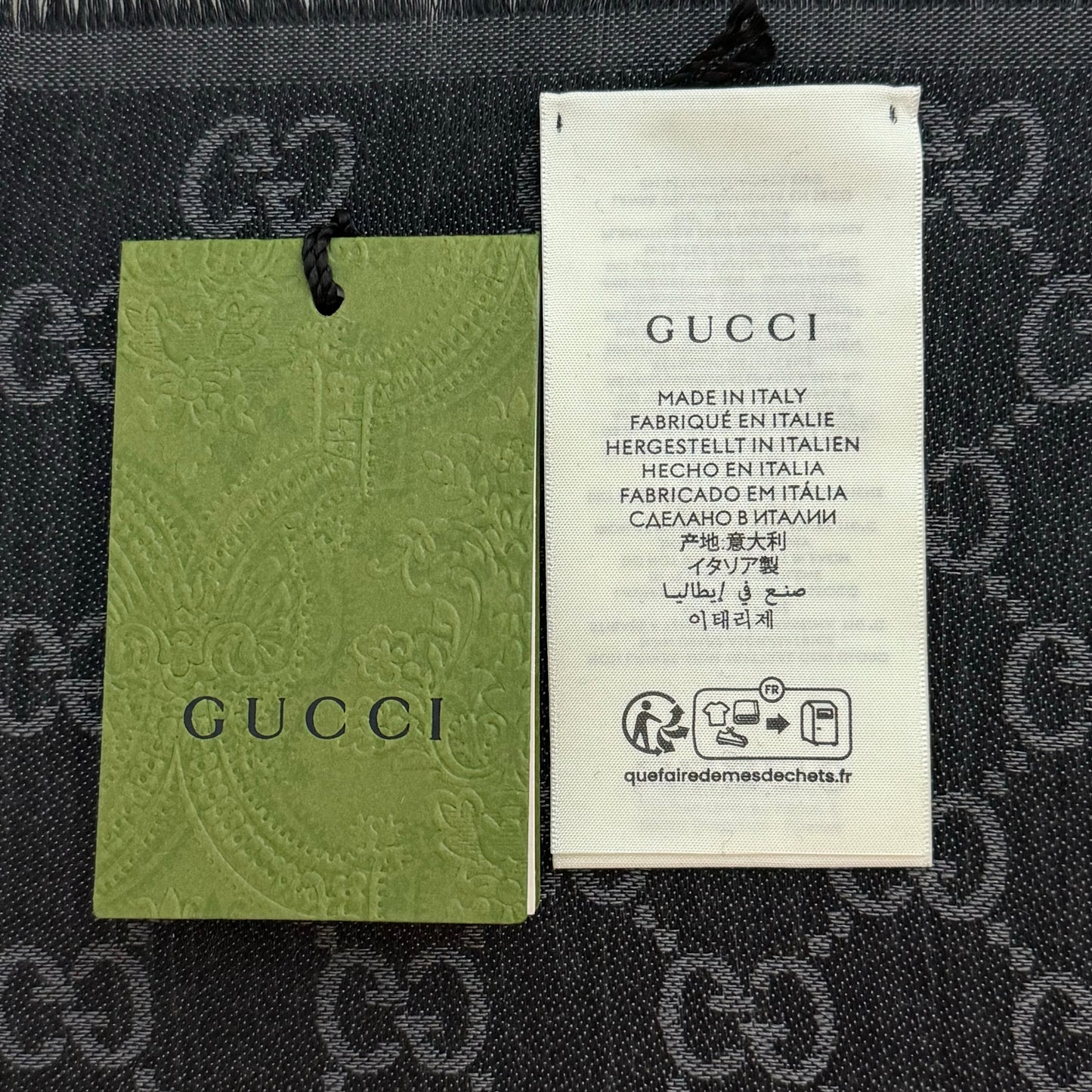 Gucci GG Grey Wool & Silk Scarf