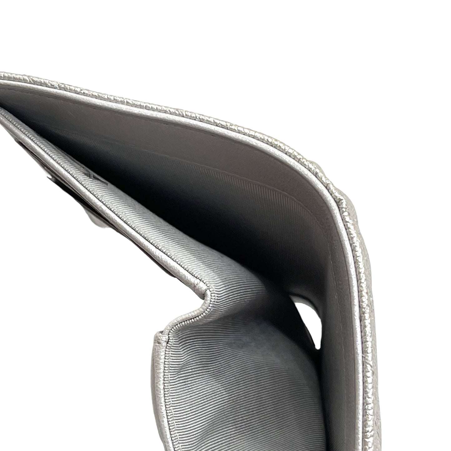 Chanel Metallic Classic Flap Silver Metal Caviar Wallet