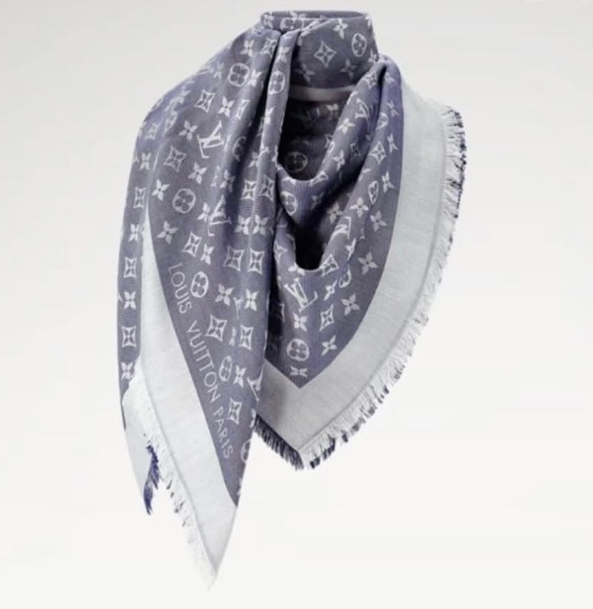 110580988 Louis Vuitton denim shawl blue monogram