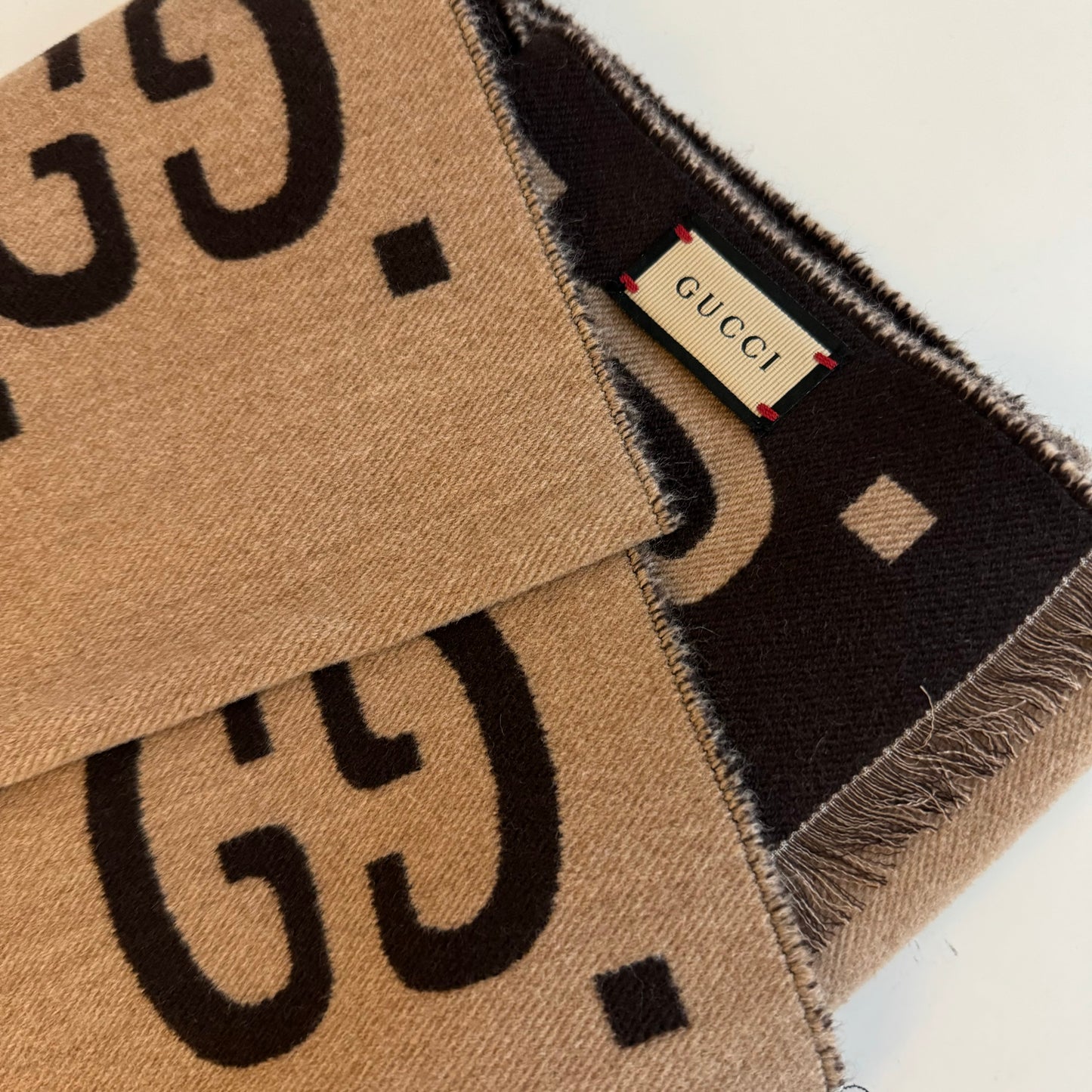 GUCCI JACQUARD WOOL SILK SCARF