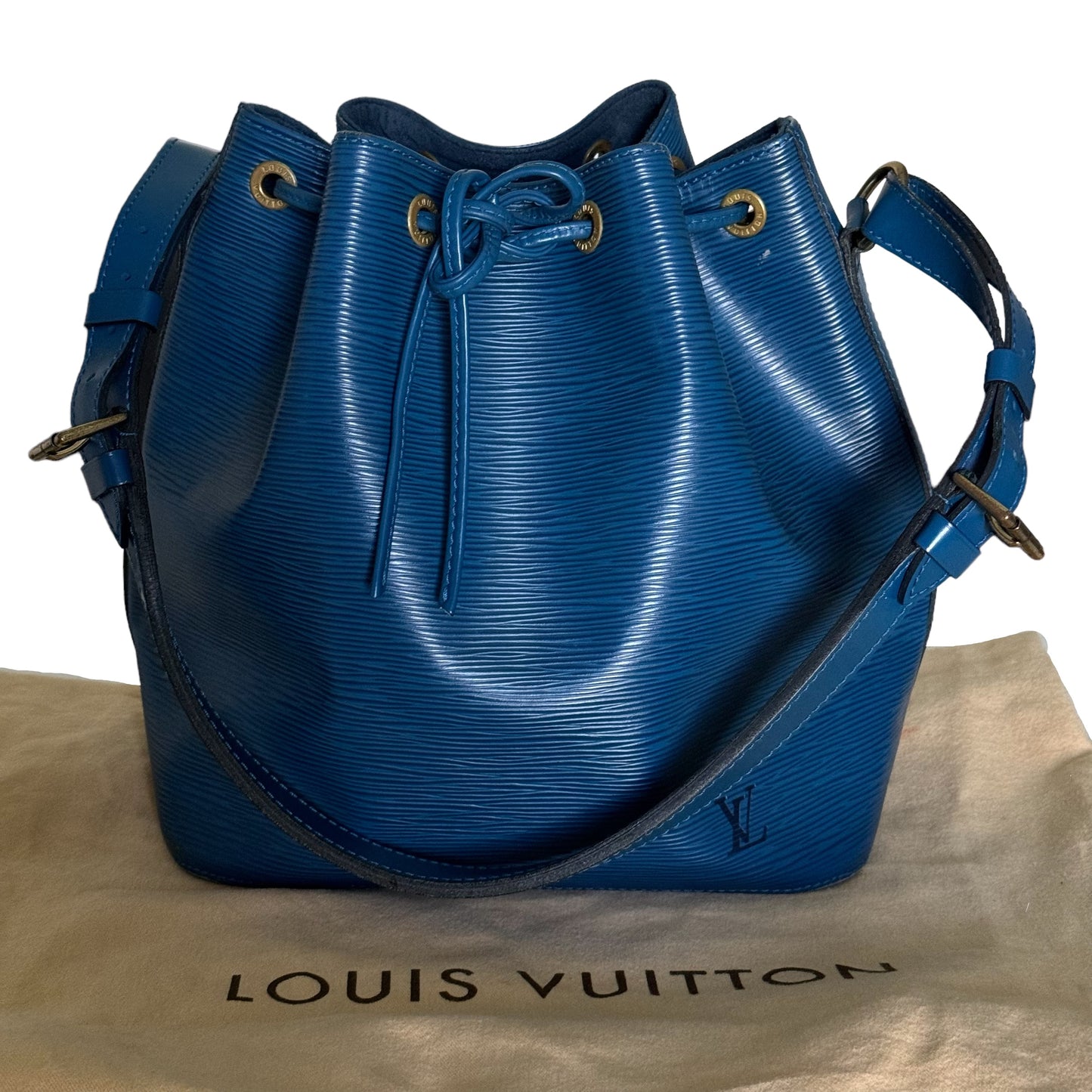 Louis Vuitton Noe Epi Blue Leather Blue Bucket Bag