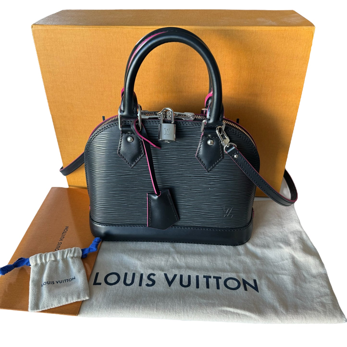 Louis Vuitton Alma BB Epi Leather Black / Fuchsia Bag