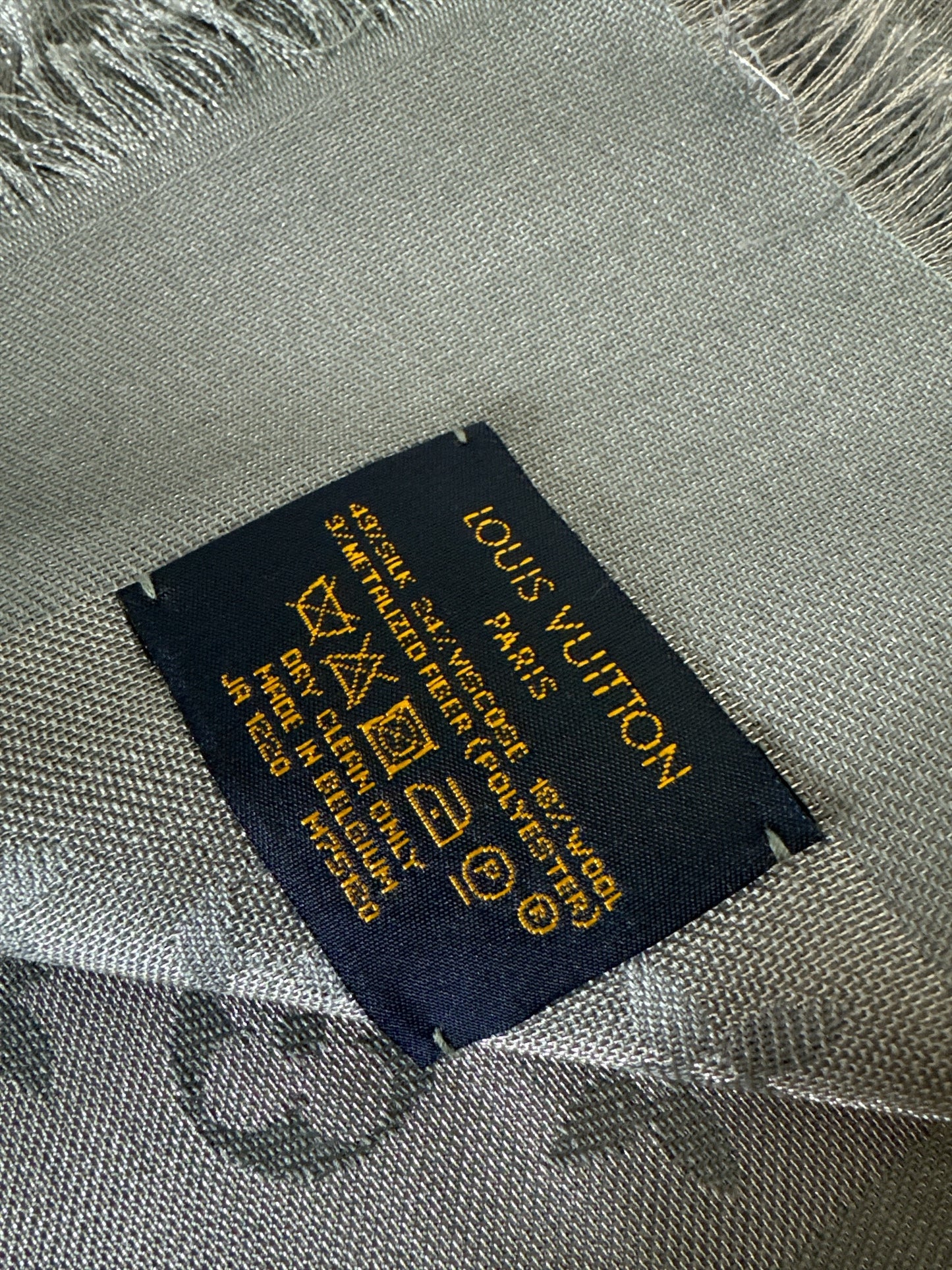 Louis Vuitton monogram shine shawl charcoral grey