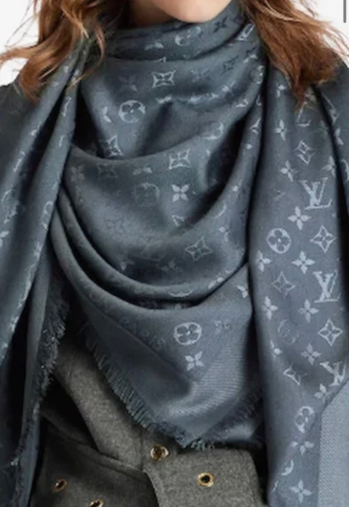110580994 Louis Vuitton denim shawl monogram Charcoal