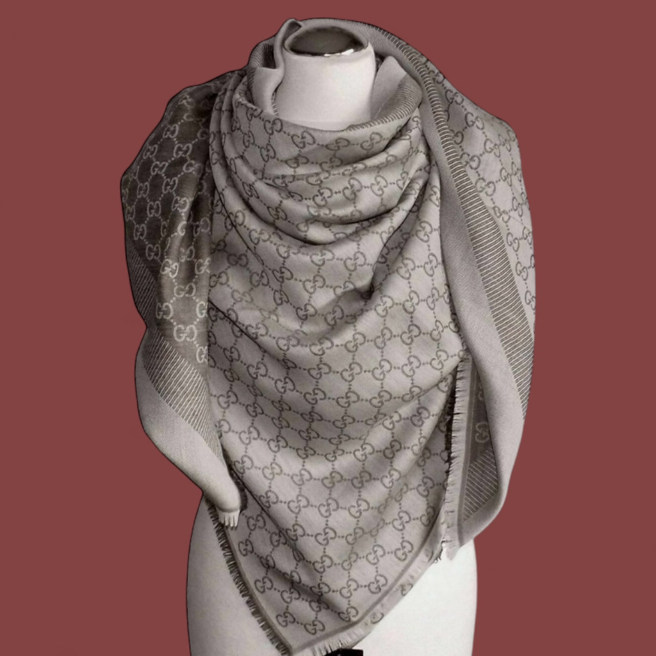 Gucci GG Wool&Silk Beige Shawl