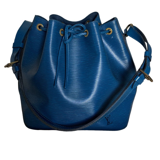 Louis Vuitton Noe  Epi  Blue Leather Blue Bucket Bag