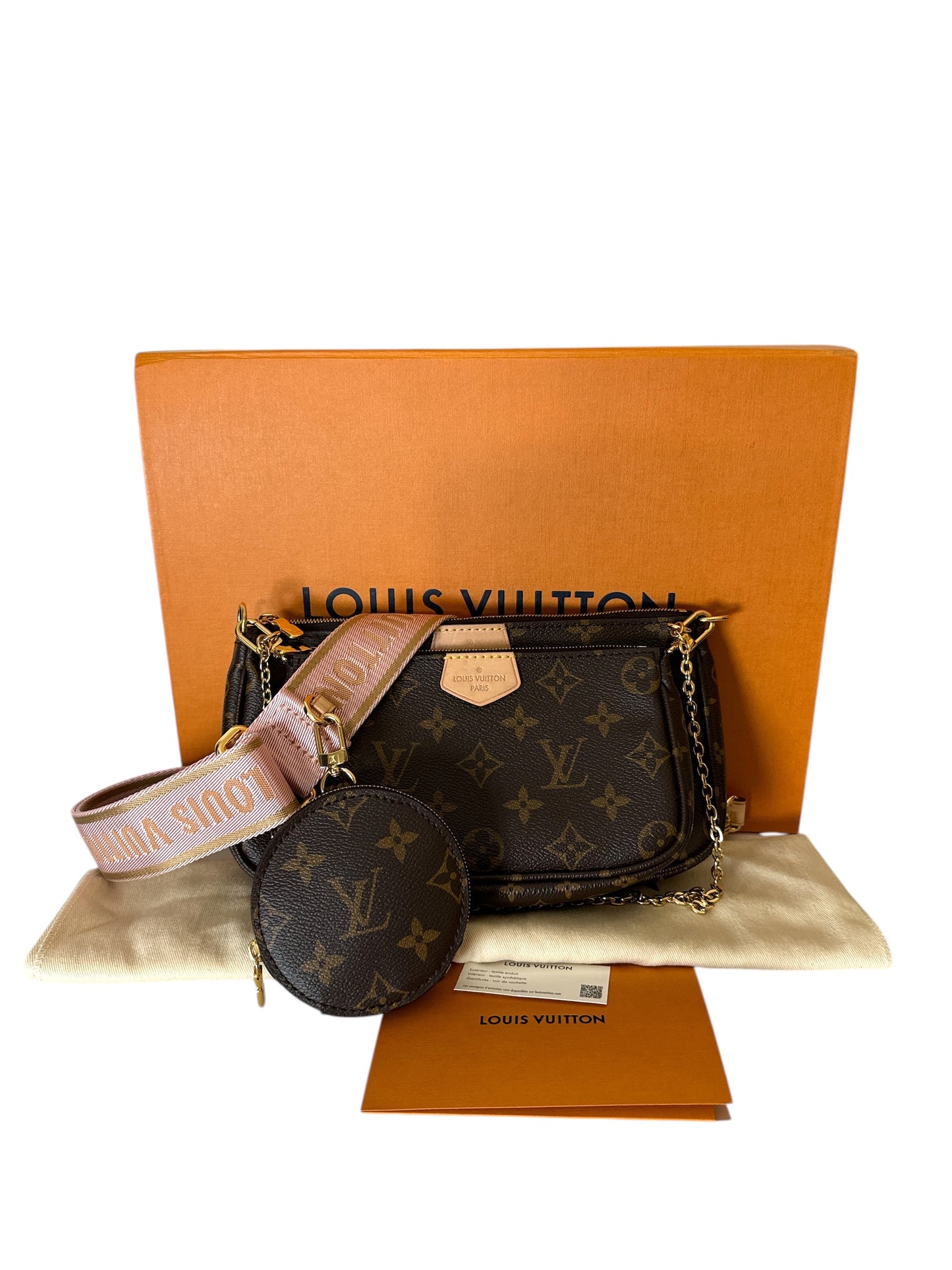 Louis Vuitton Multi Pochette Accessoires Monogram Rose Clair Crossbody Bag