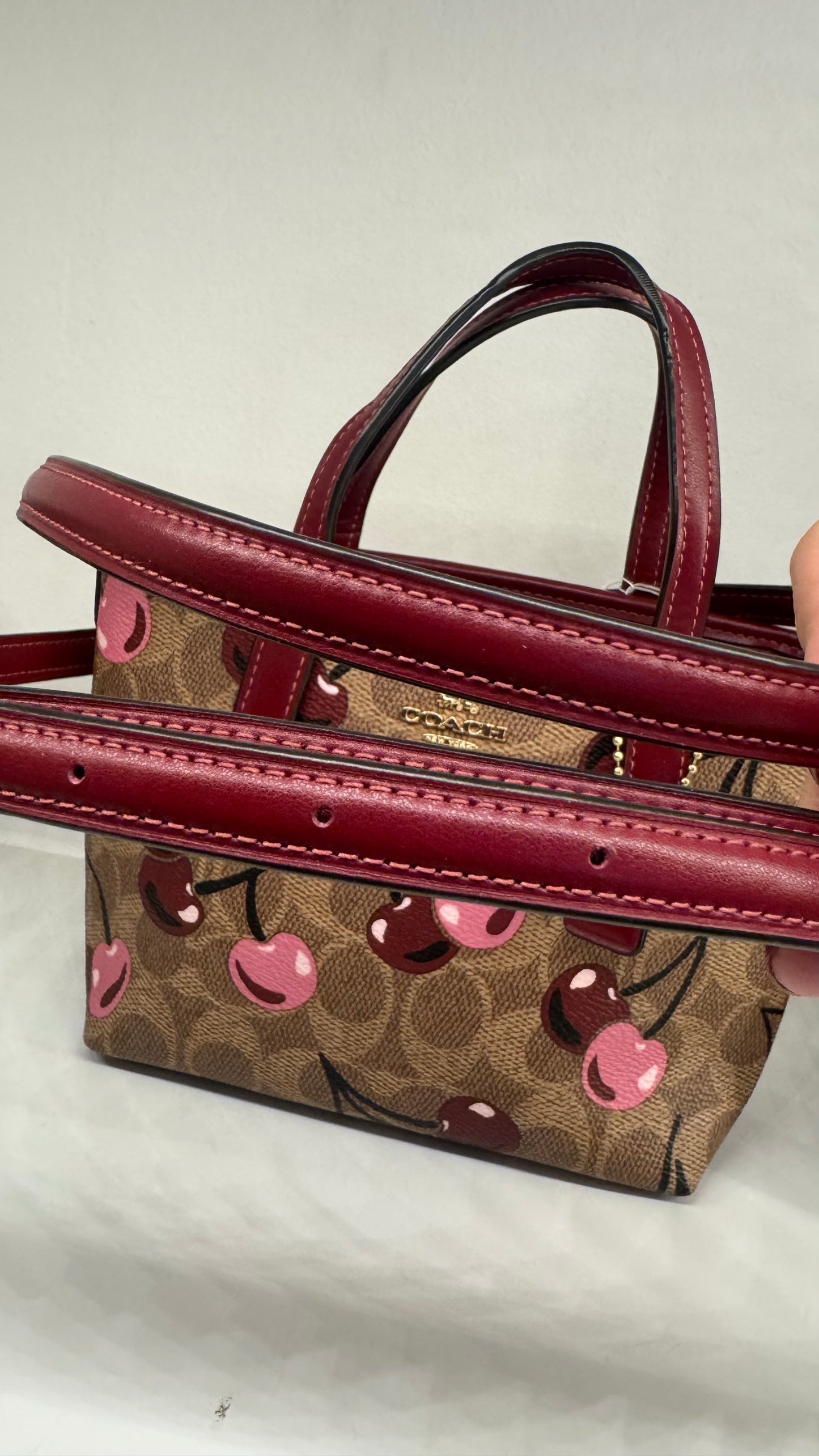 110580420 Coach Mini Tote CC Signature Red Cherry With Strap (NoK2492-CY737)