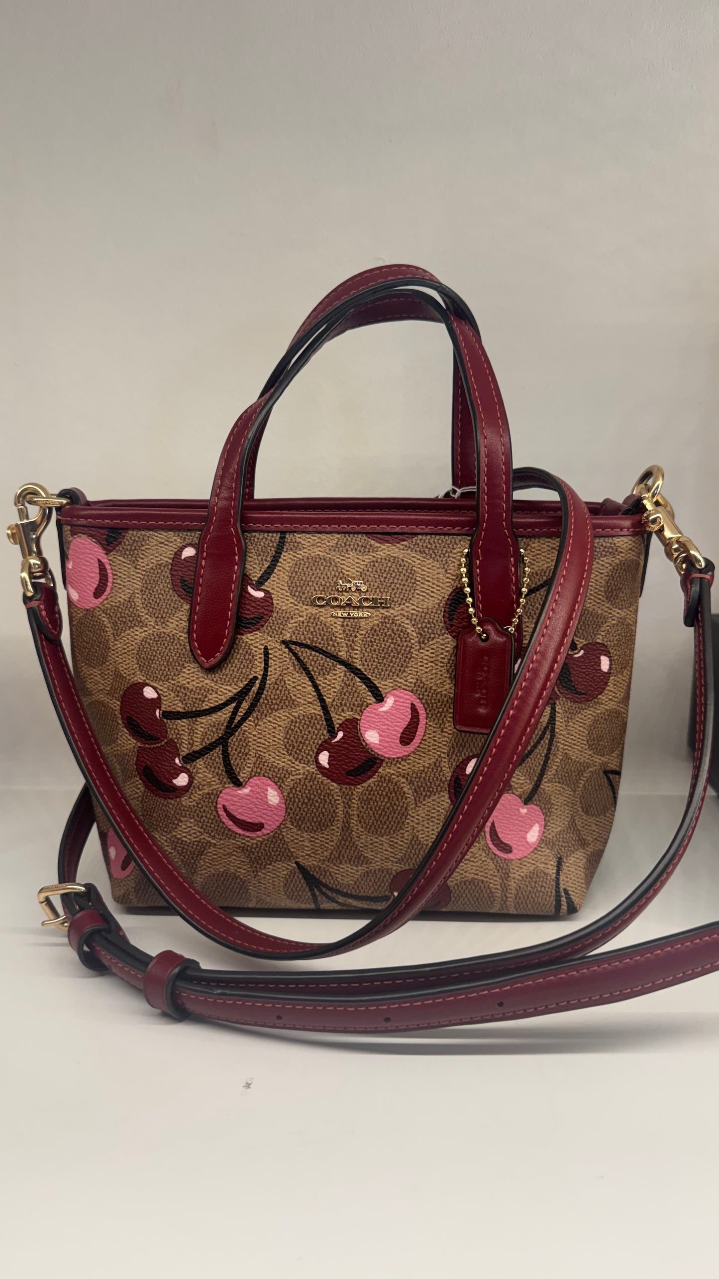110580420 Coach Mini Tote CC Signature Red Cherry With Strap (NoK2492-CY737)