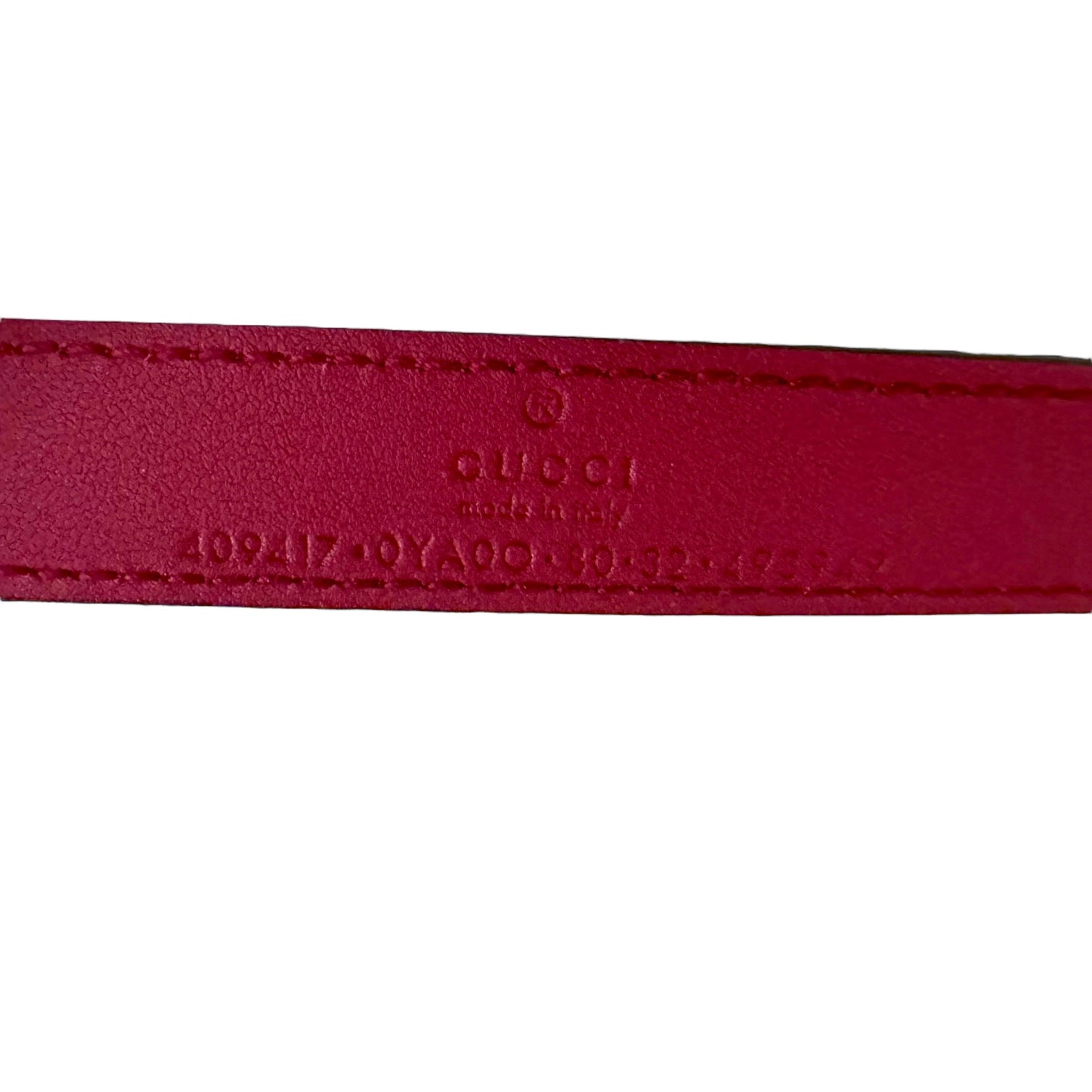 NEW GG MARMONT RED LEATHER BELT WITH SHINY BUCKLE 2 CM