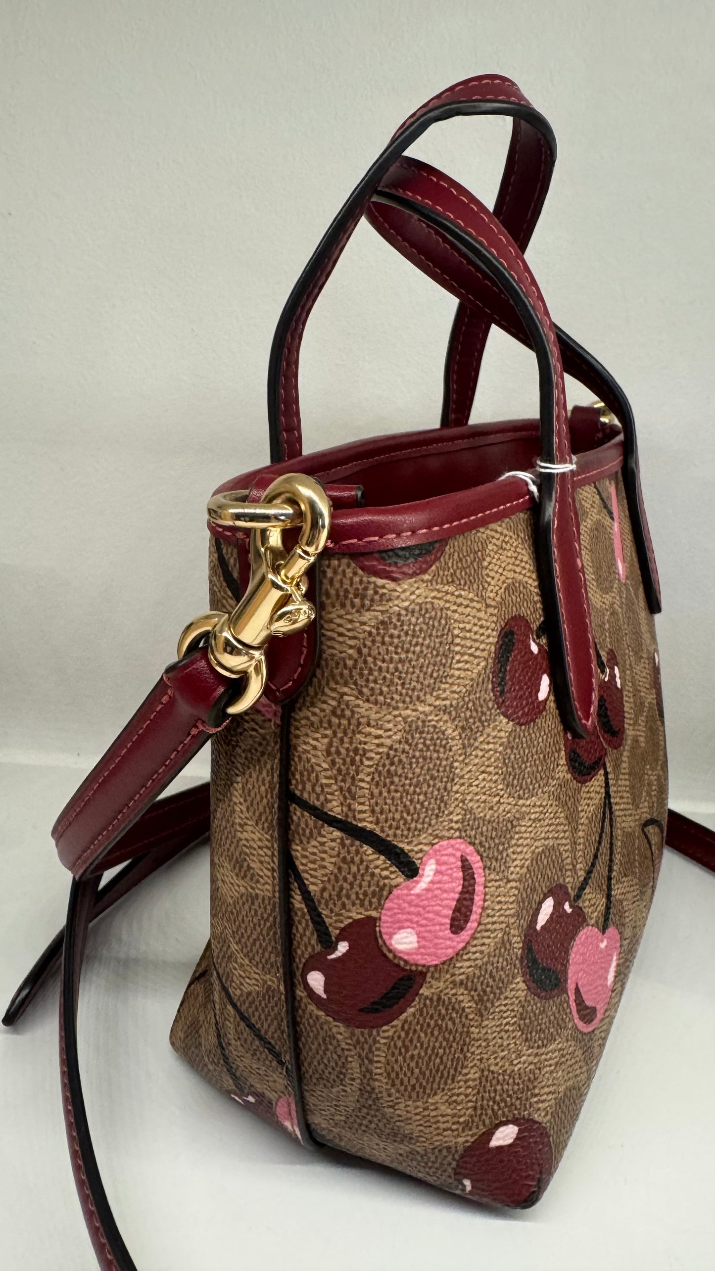 110580420 Coach Mini Tote CC Signature Red Cherry With Strap (NoK2492-CY737)