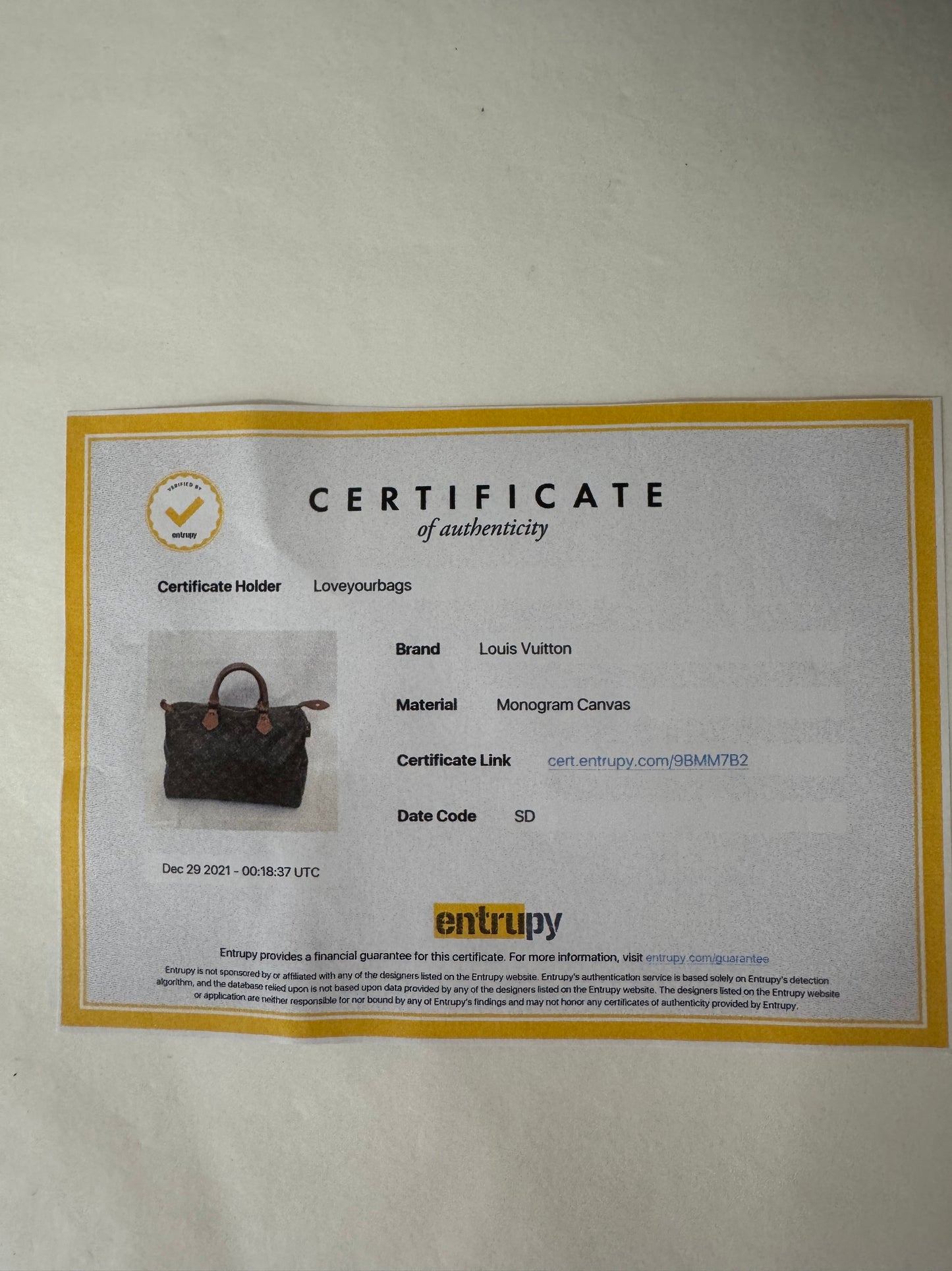 PA4896 Louis vuitton speedy 30 monogram bag Datecode : Unreadable