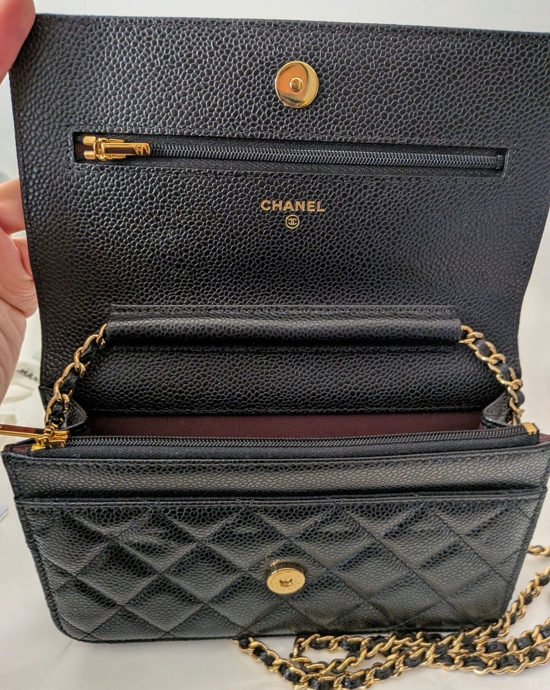 2205710-1432182 Chanel classic black quilted caviar gold hardware
