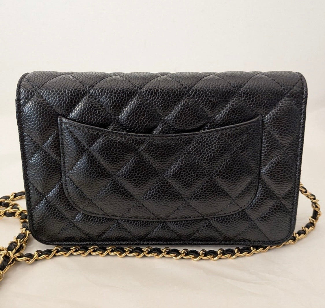 2205710-1432182 Chanel classic black quilted caviar gold hardware