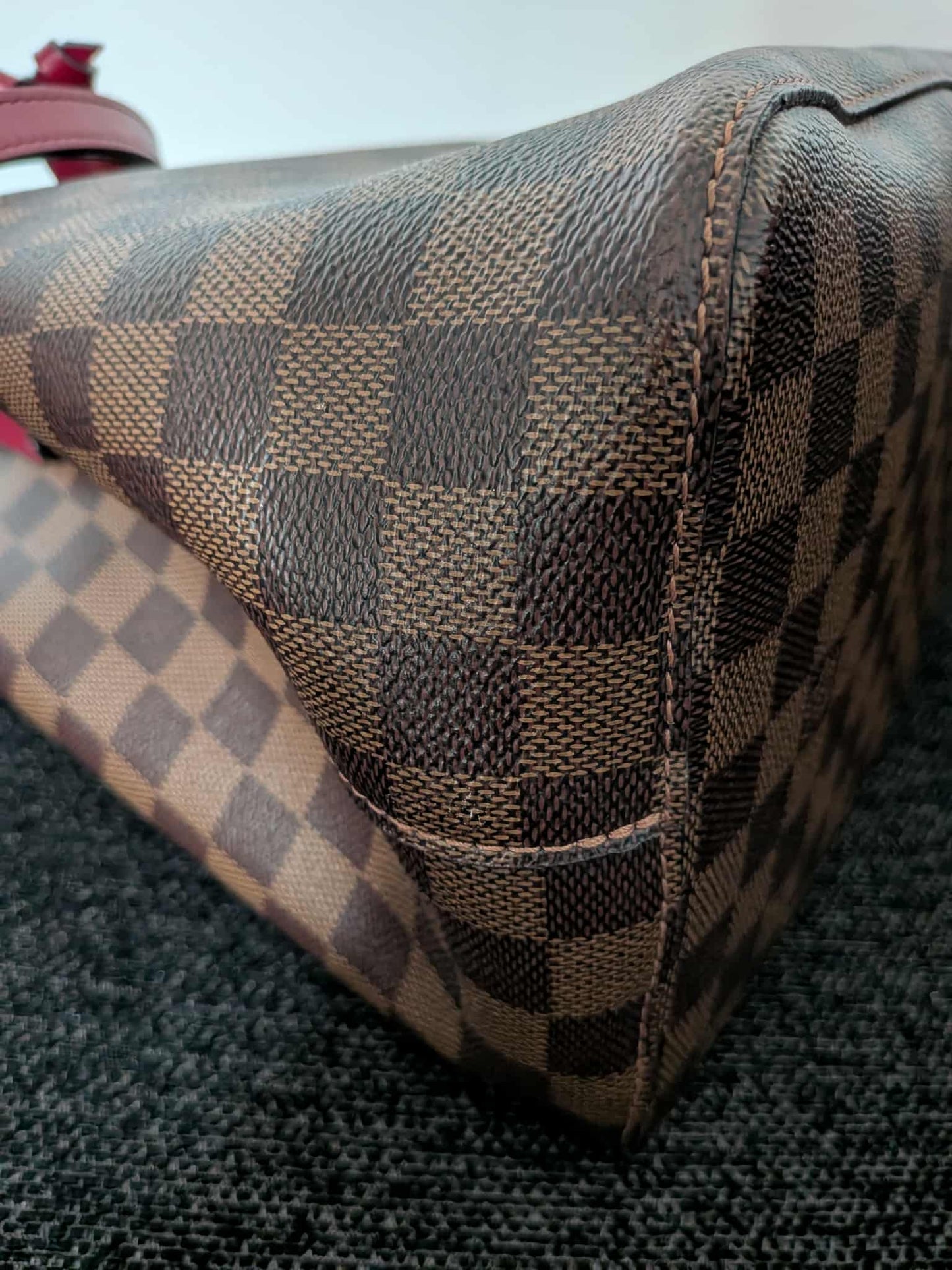 Louis Vuitton Neo Noe Damier Ebene Red Bag