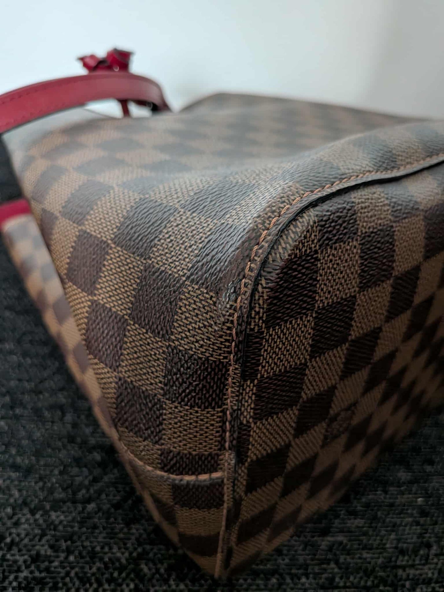 Louis Vuitton Neo Noe Damier Ebene Red Bag