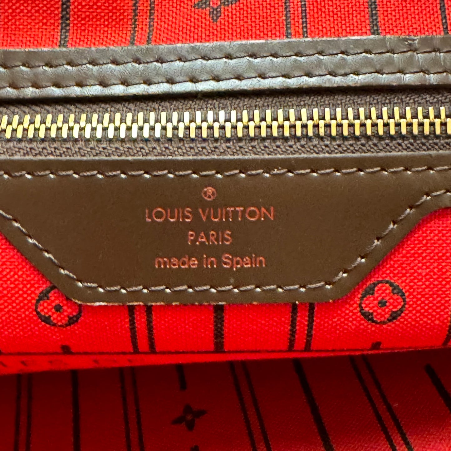 Louis Vuitton Neverfull MM Damier Ebene Cherry Bag