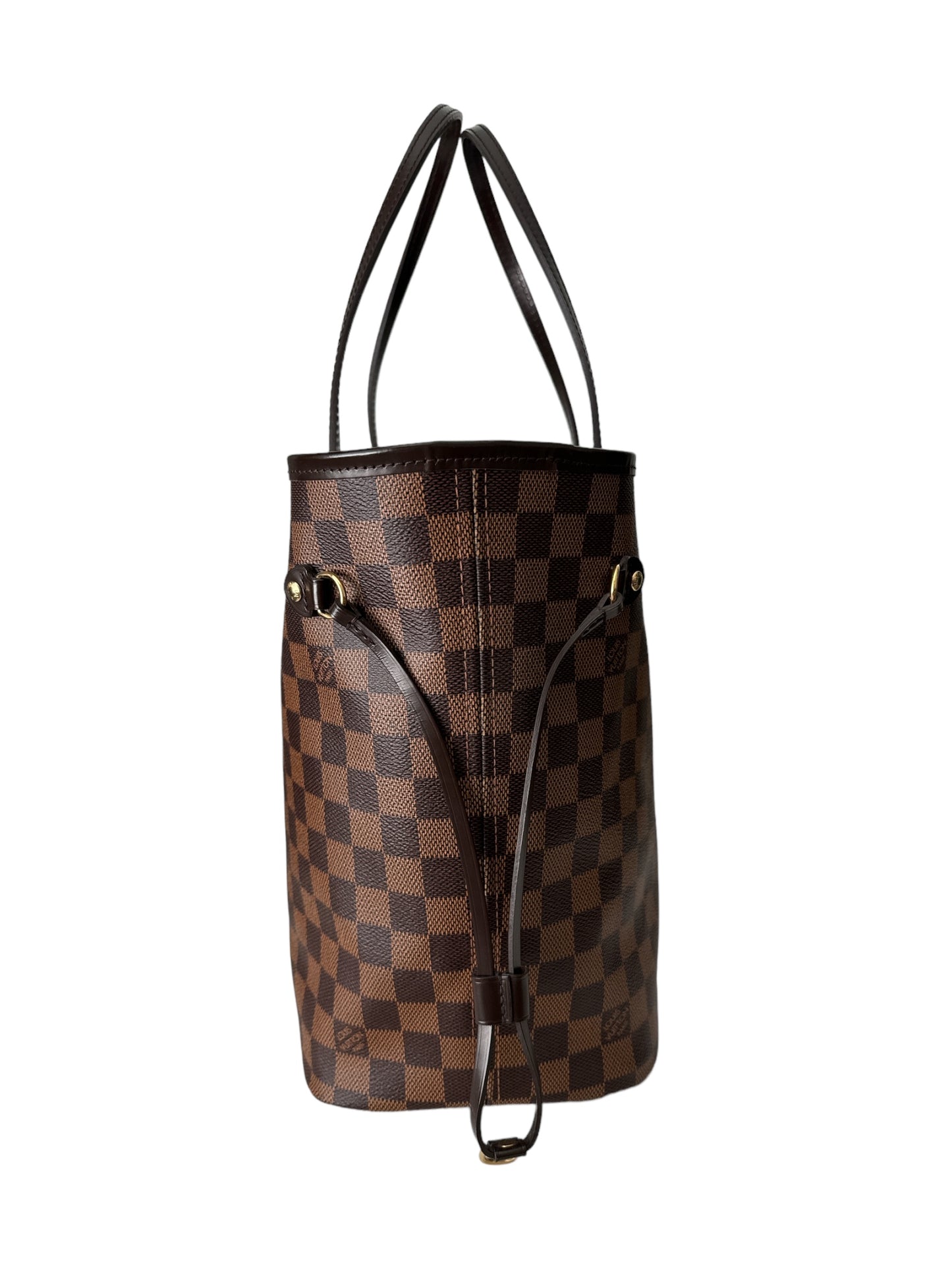 Louis Vuitton Neverfull MM in Damier Ebene with Heatstamped Initials