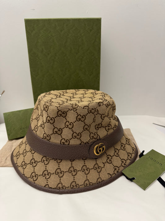 2205710-1432159 Gucci GG Bucket Hat Brown Sile L 576587 4HG62