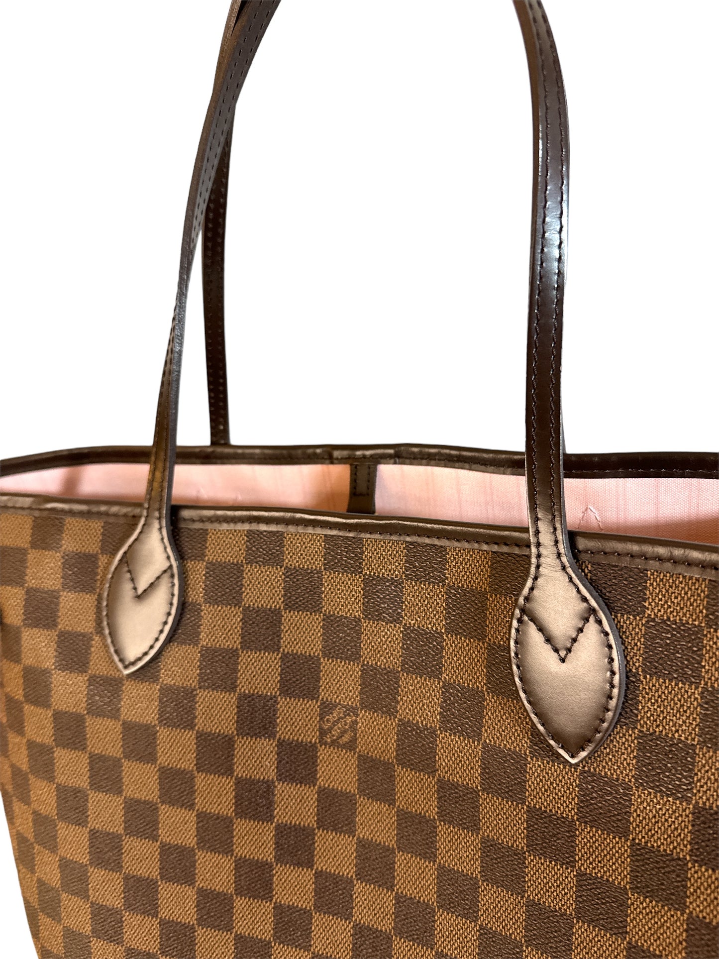 Louis Vuitton Neverfull MM Damier Ebene Rose Ballerine Bag