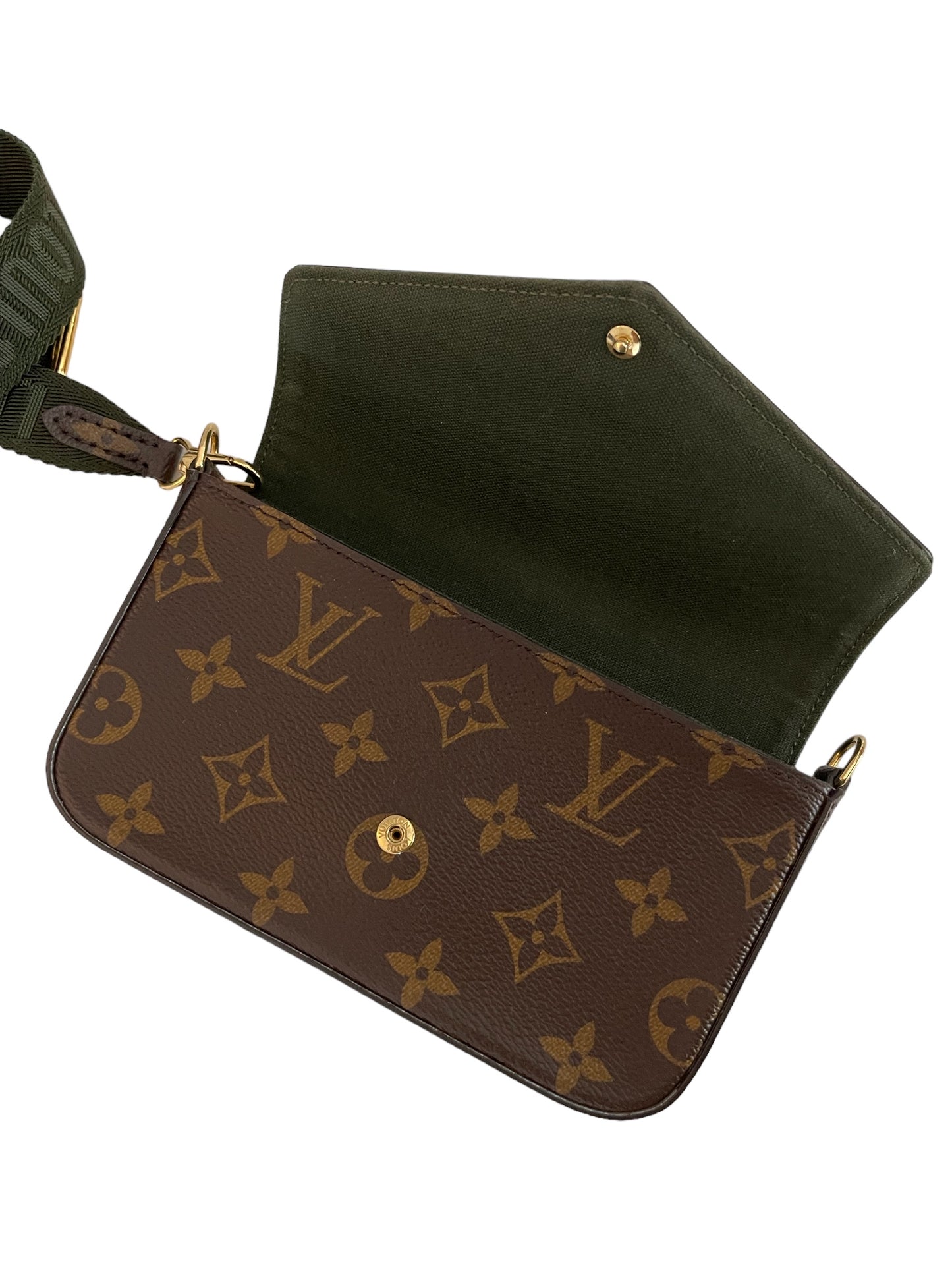 LOUIS VUITTON
Felicie Monogram Strap & Go Bag Khaki