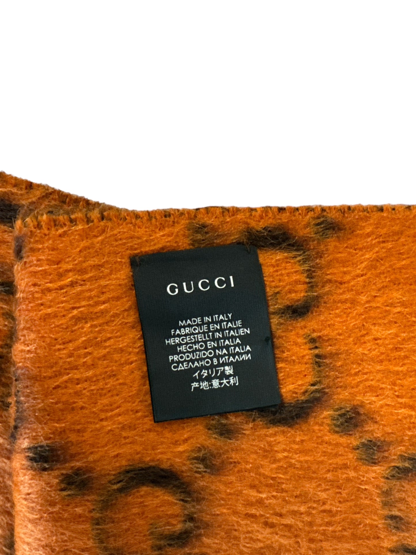 Gucci GG alpaca wool scarf reversible orange/ brown