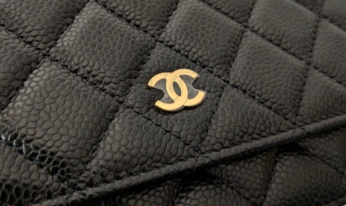 2205710-1432182 Chanel classic black quilted caviar gold hardware