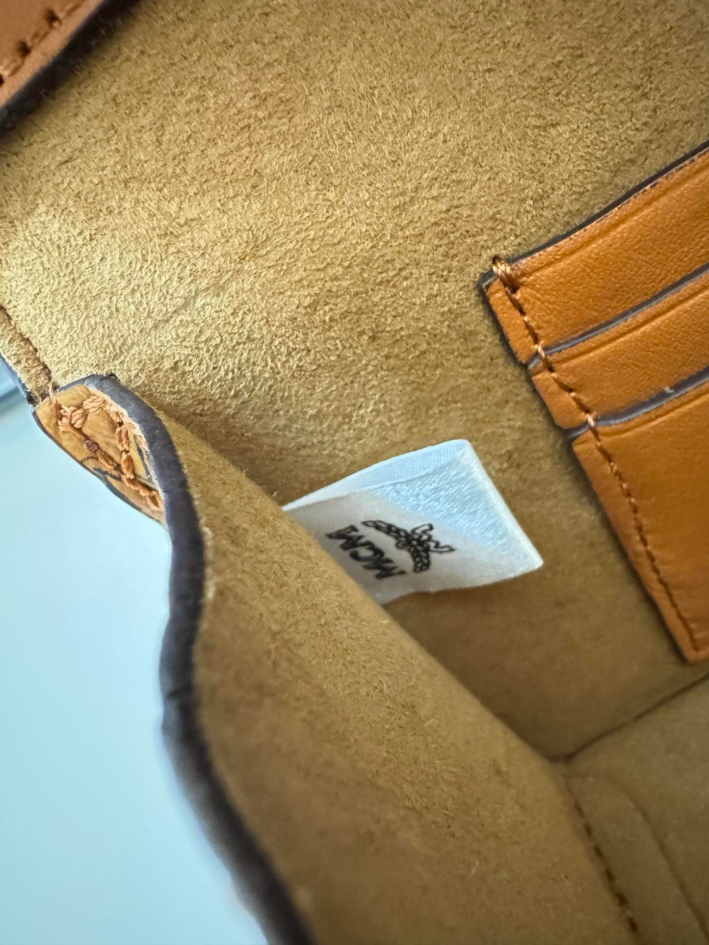 MCM Mini Tracy Crossbody In Visetos Cognac Gold Hardware