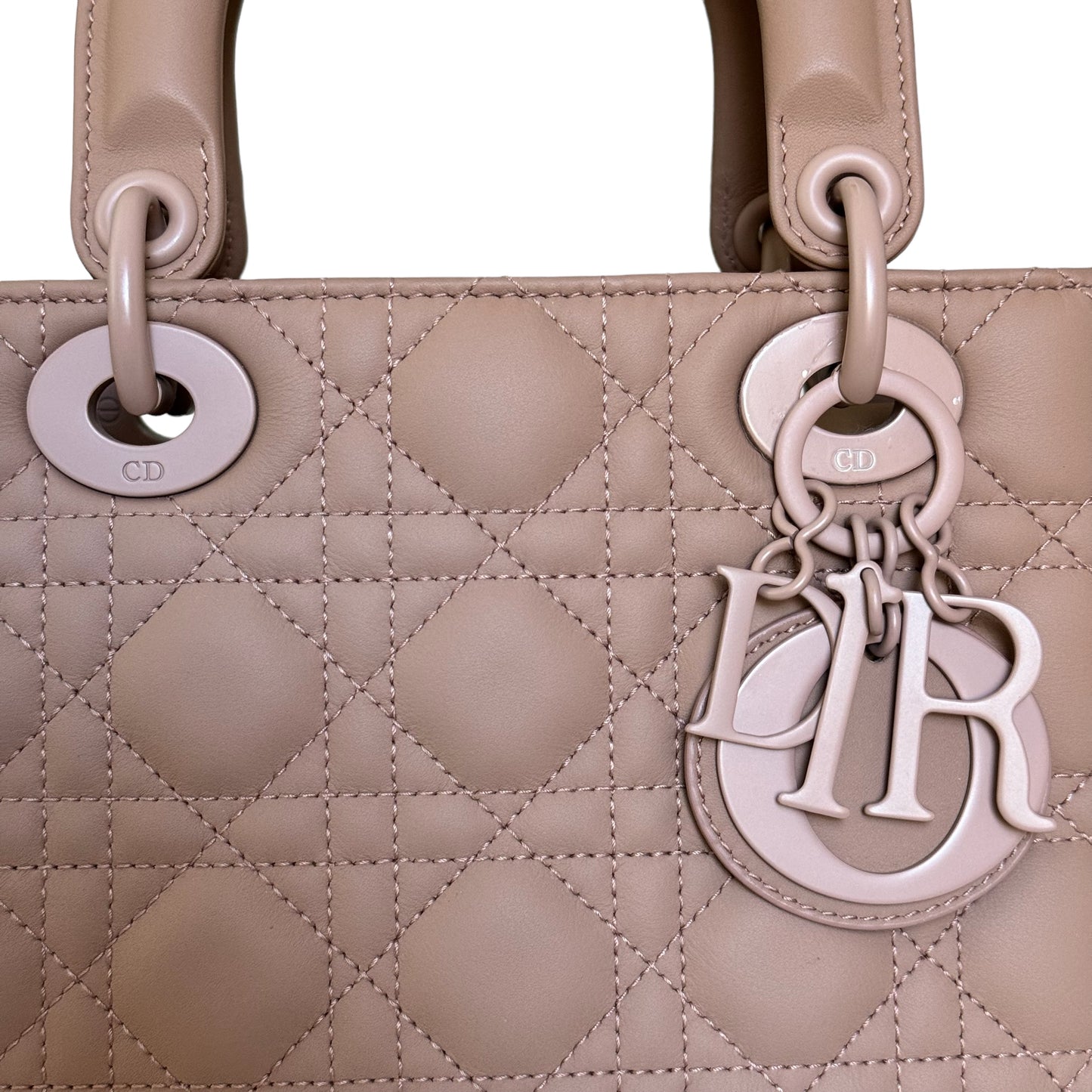 Small Lady Dior My ABC Warm Taupe Ultramatte Cannage Lambskin