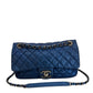 Chanel Medium Dark Blue Metalic Caviar Easy Flap Shoulder Bag