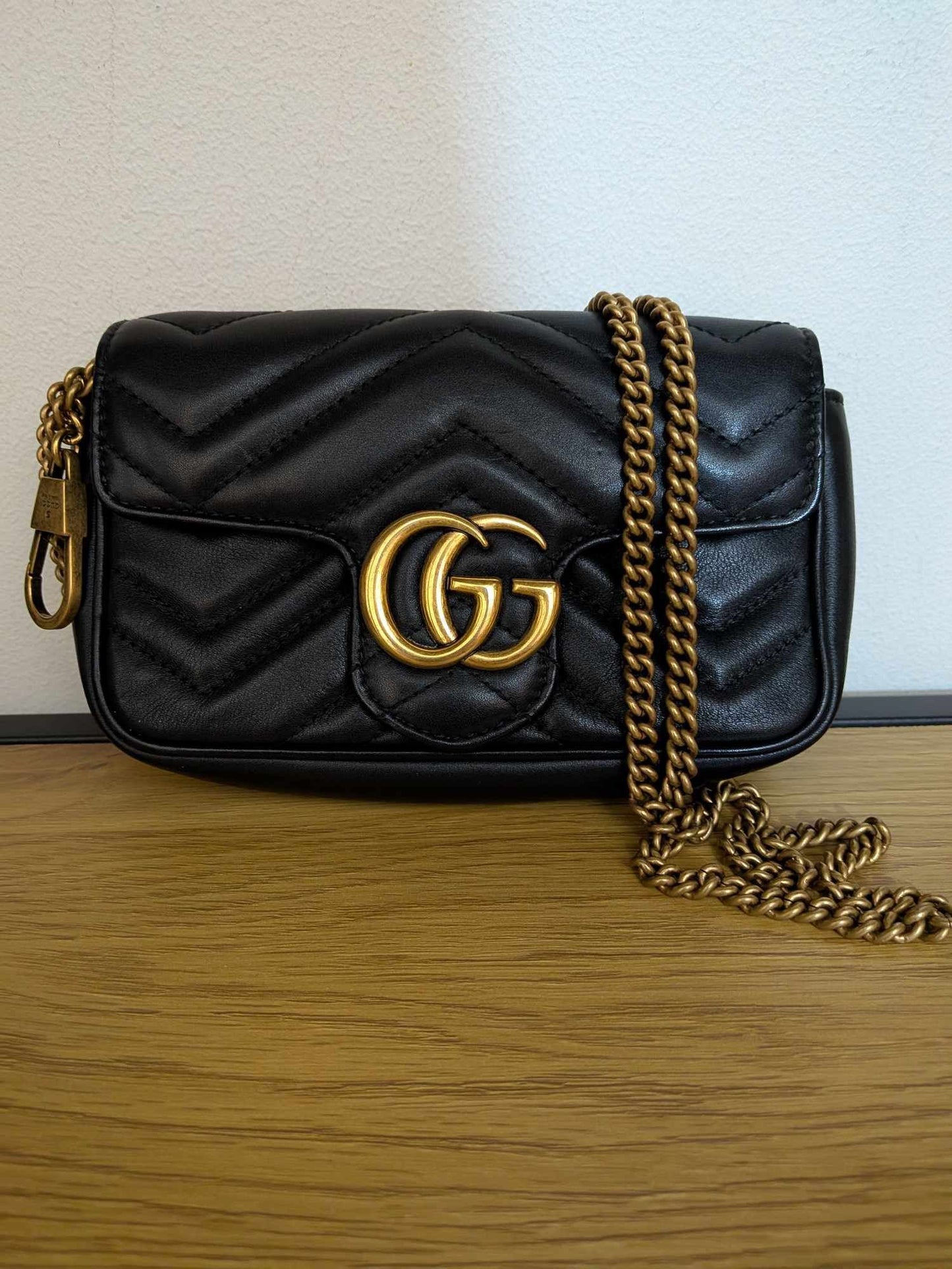 GucciMarmont Mini Black Leather Shoulder Bag