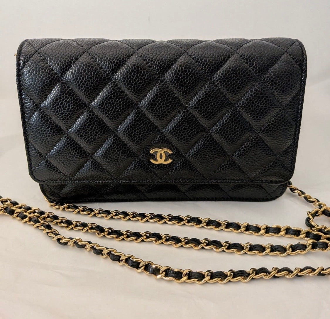 2205710-1432182 Chanel classic black quilted caviar gold hardware