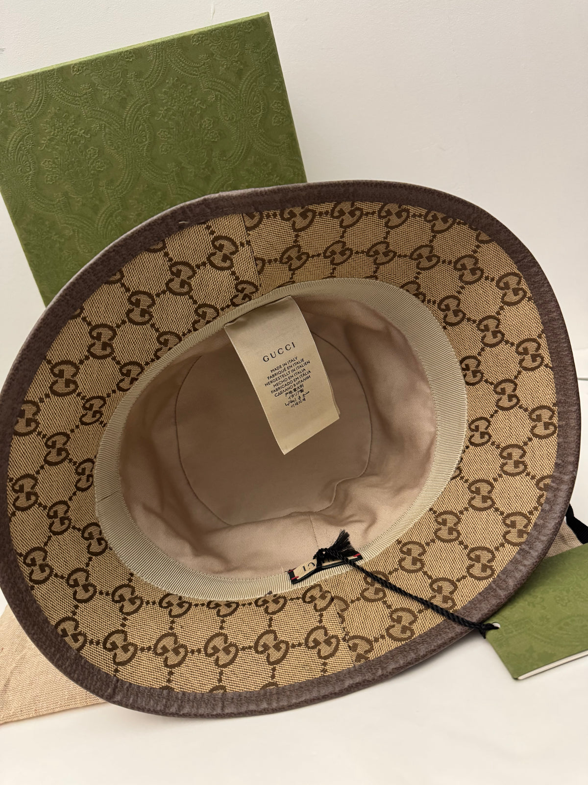 2205710-1432159 Gucci GG Bucket Hat Brown Sile L 576587 4HG62