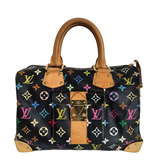 Louis Vuitton Speedy 30 Black Multicolor Limited Edition Handbag