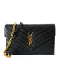 YSL CASSANDRE ENVELOPE CHAIN WALLET IN GRAIN DE POUDRE LEATHER NOIR