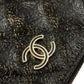 Chanel Camellia Embossed Zipped Coin Purse Black Calfskin Gold Hardware