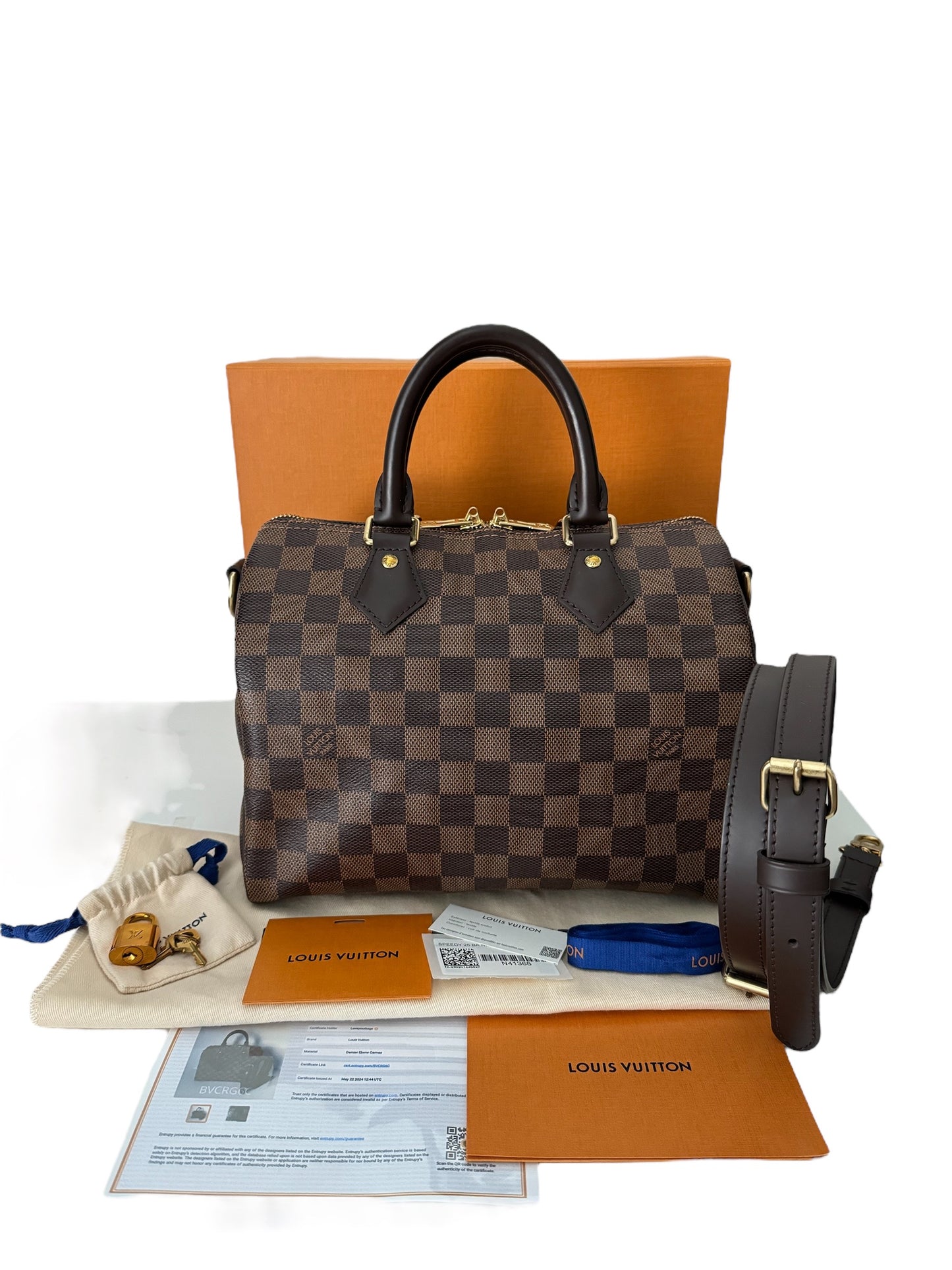 Louis Vuitton Speedy 25 Bandouliere Damier Ebene Bag