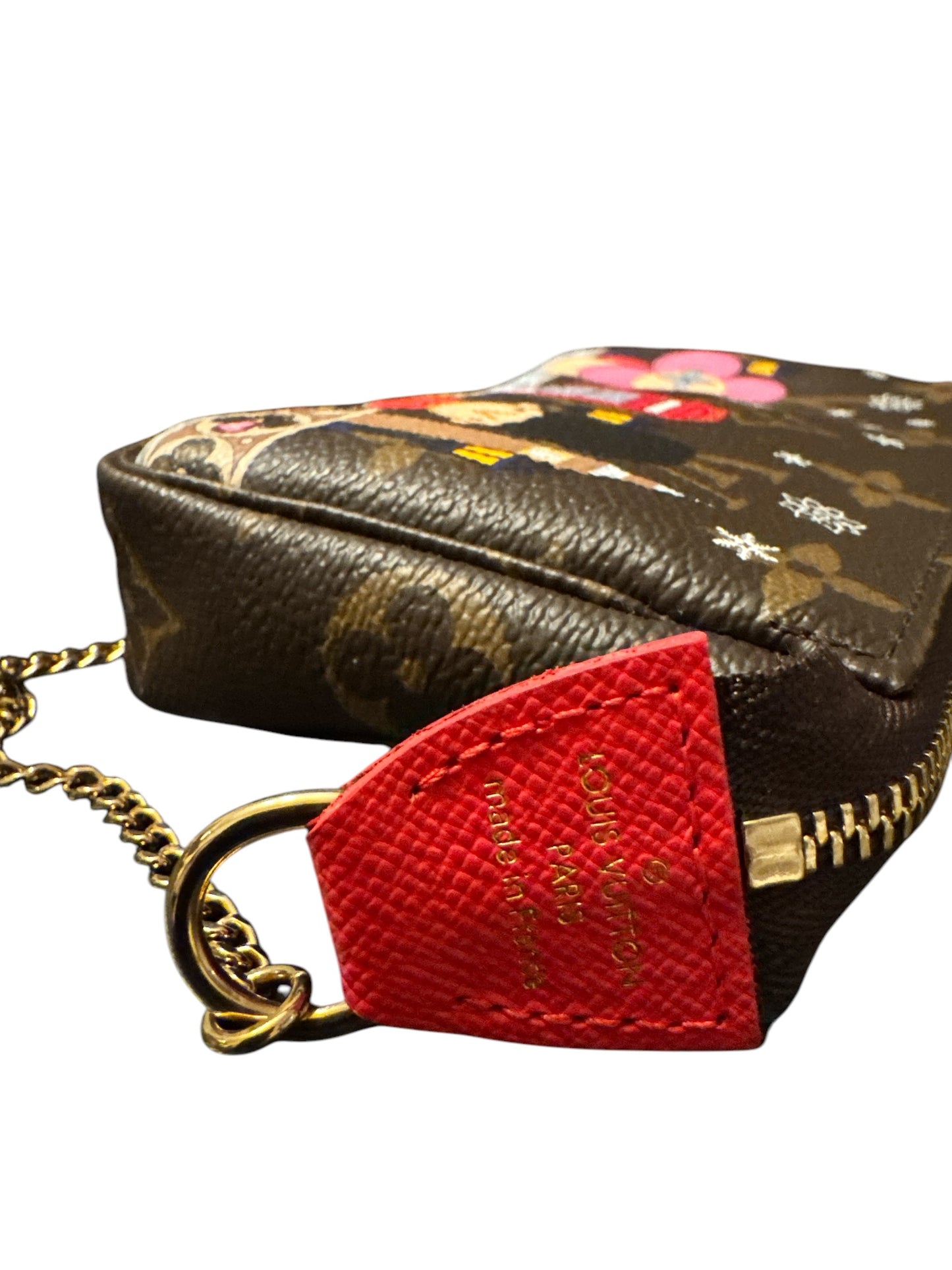 Louis Vuitton mini pocchette xmas animation London Monogram Red Pouch