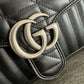 Gucci Calfskin Matelasse Aria Small GG Marmont Shoulder Bag Black