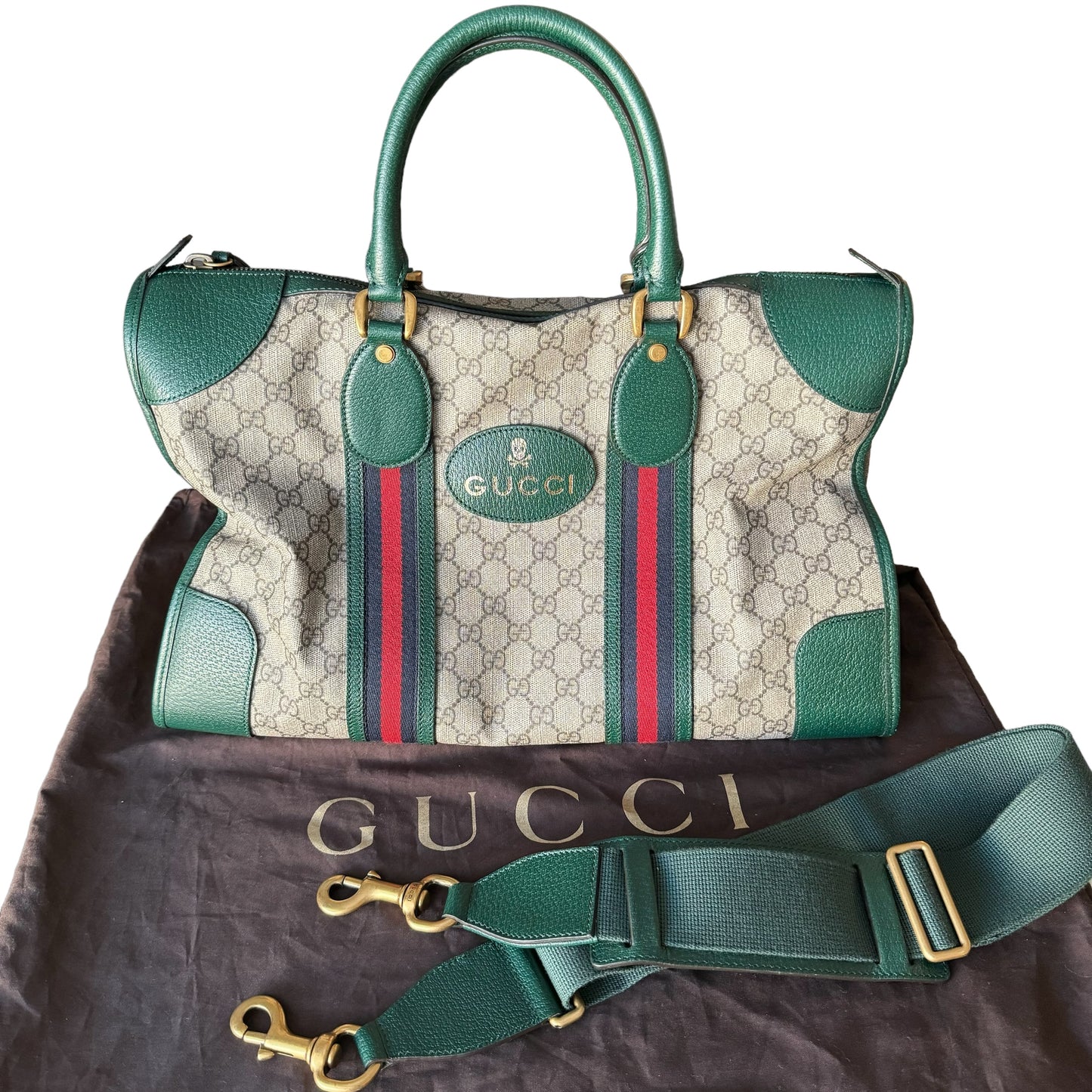 Gucci Neo Vintage Web Duffle Bag GG Coated Canvas Bag With Strap