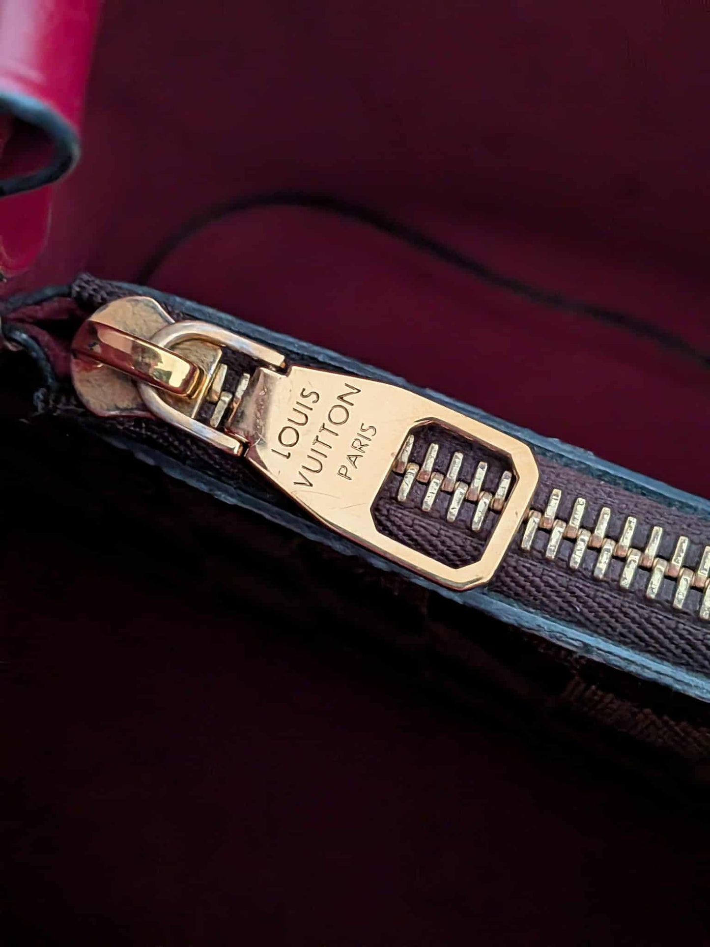 Louis Vuitton Neo Noe Damier Ebene Red Bag