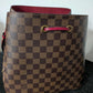 Louis Vuitton Neo Noe Damier Ebene Red Bag