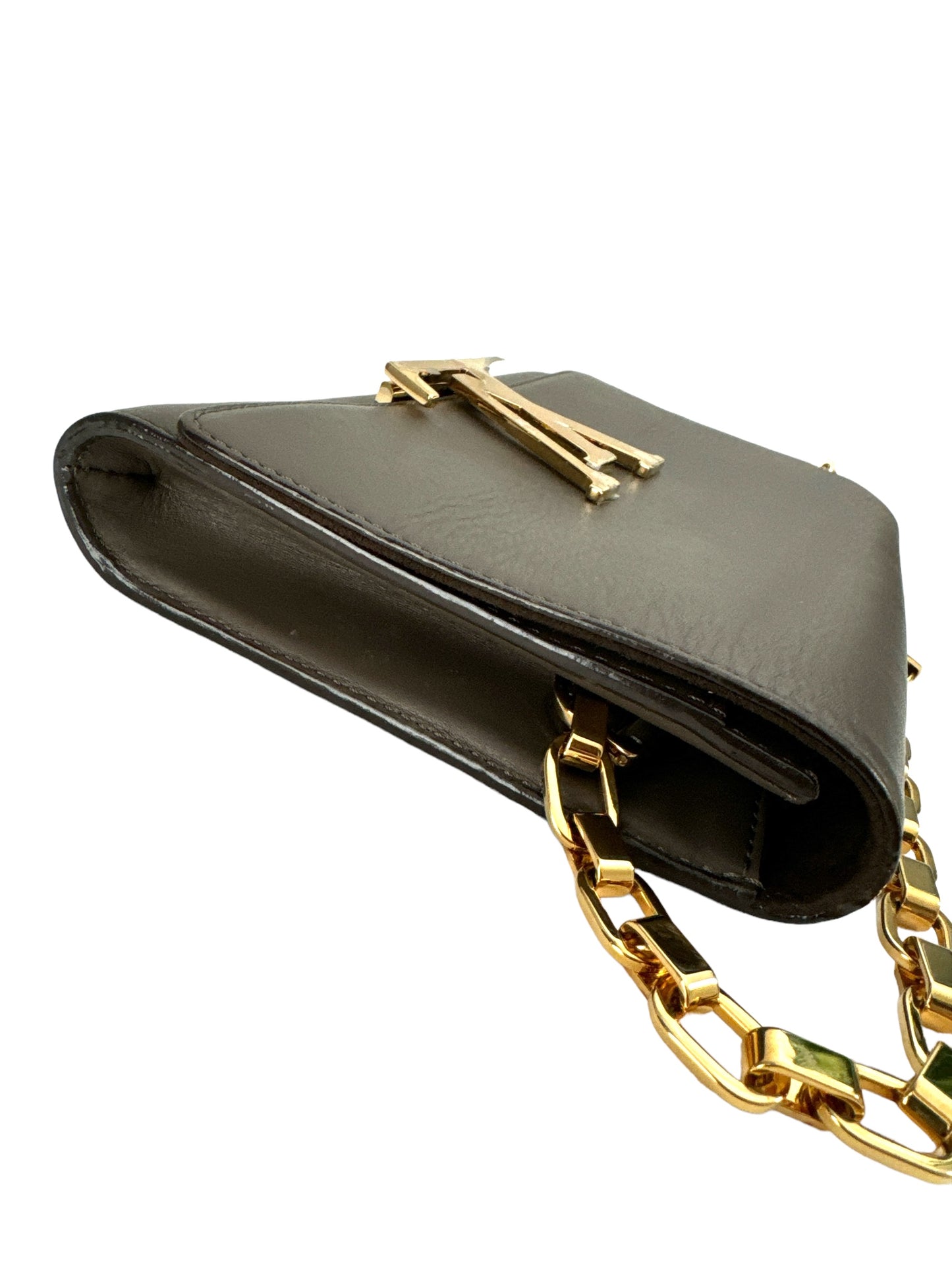 Louis Vuitton Louis GM Chain In Grey Leather