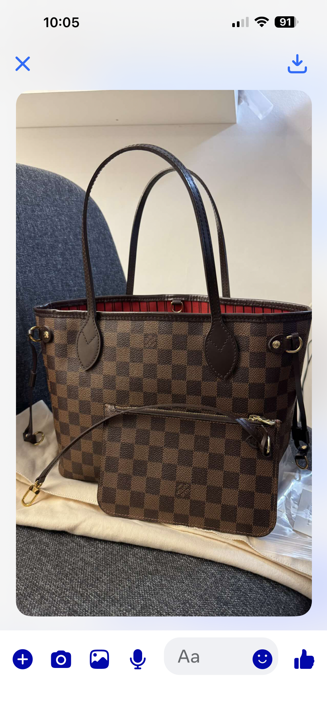 2205710-143175
Louis Vuitton Neverfull PM  Damier Ebene With Clutch Made in France (AR0127, AR3146)