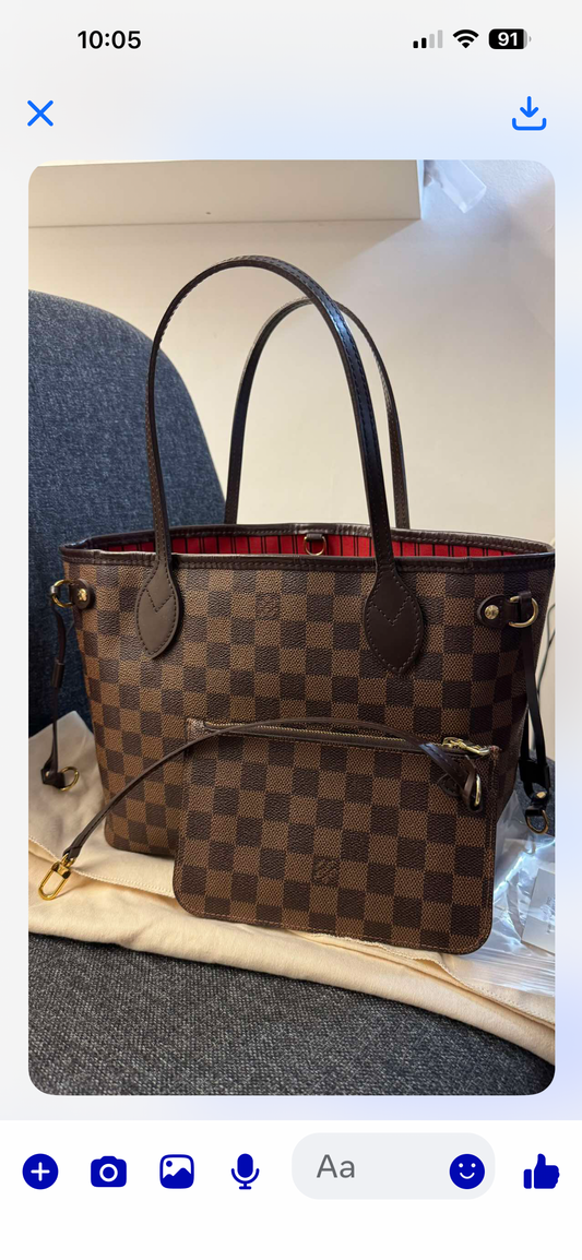 2205710-143175
Louis Vuitton Neverfull PM  Damier Ebene With Clutch Made in France (AR0127, AR3146)