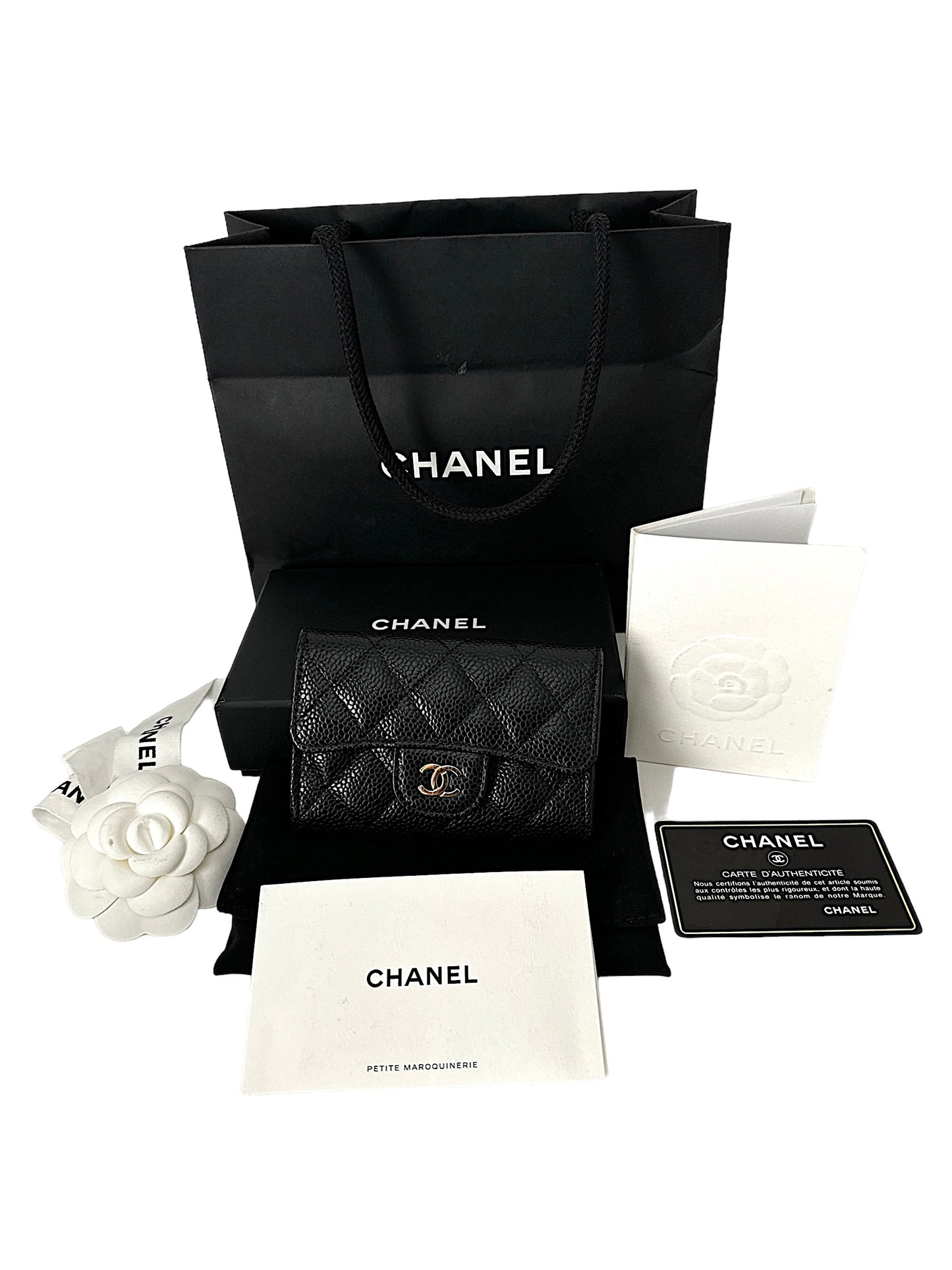 Chanel Classic card Holder Black Caviar Gold Hardware