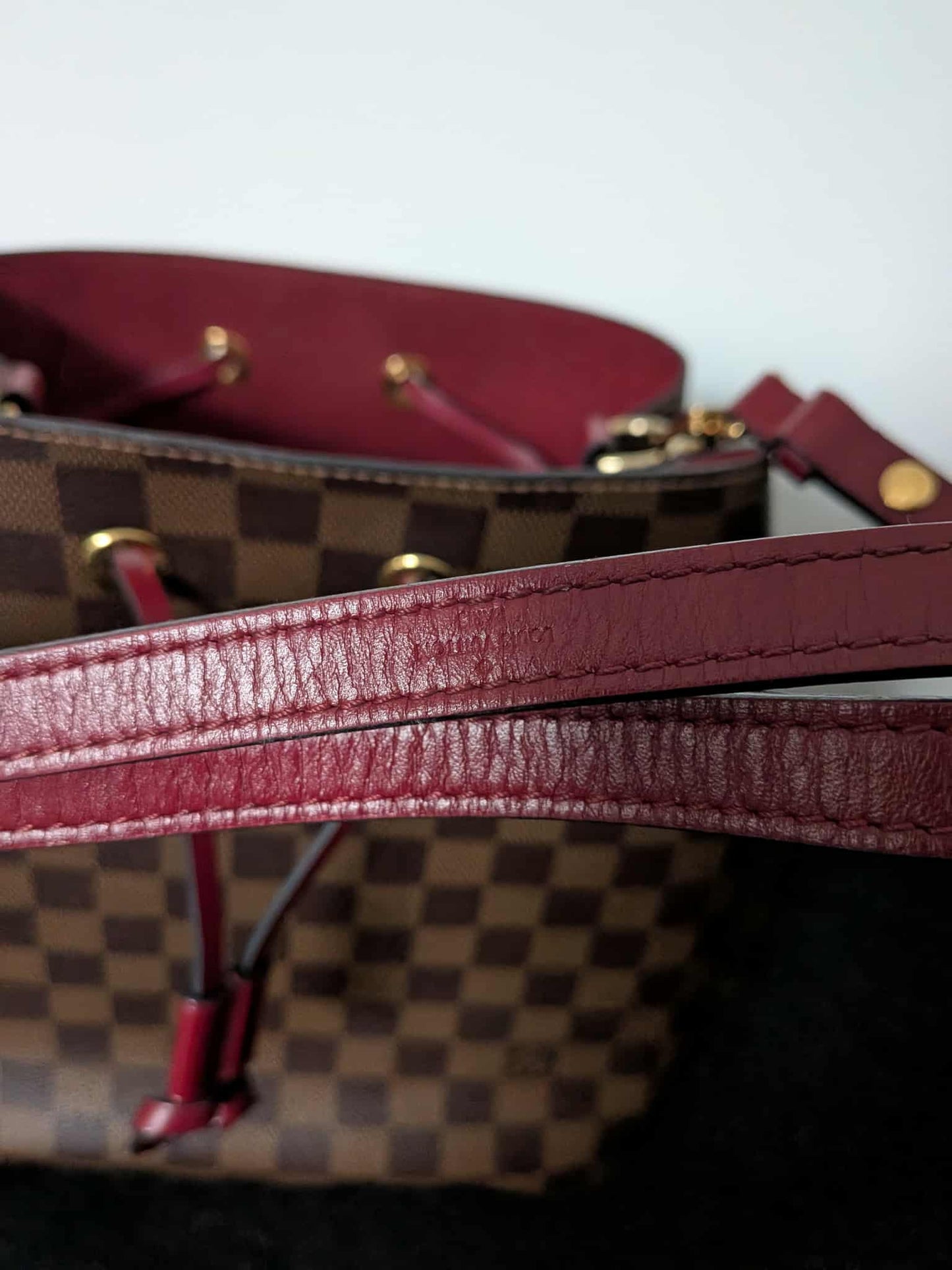 Louis Vuitton Neo Noe Damier Ebene Red Bag