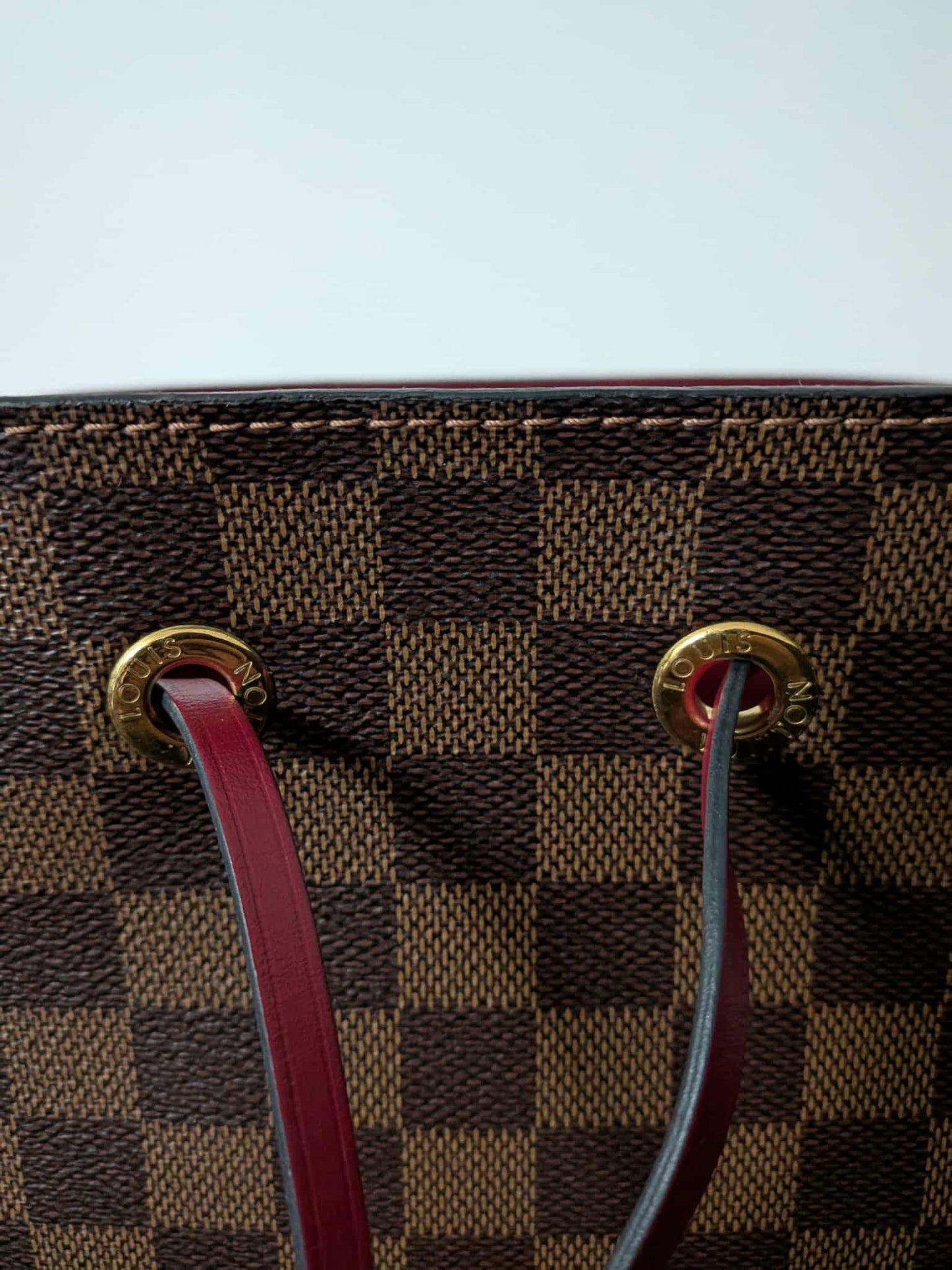 Louis Vuitton Neo Noe Damier Ebene Red Bag