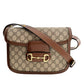 Gucci Horsebit 1955 small shoulder bag in ebony GG supreme canvas